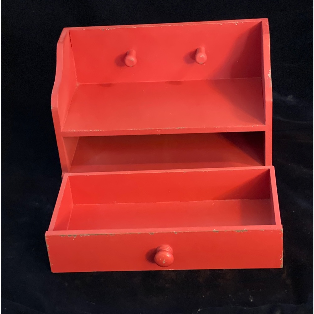 Distressed Red Drawer Shelf - Picture 3 of 8
